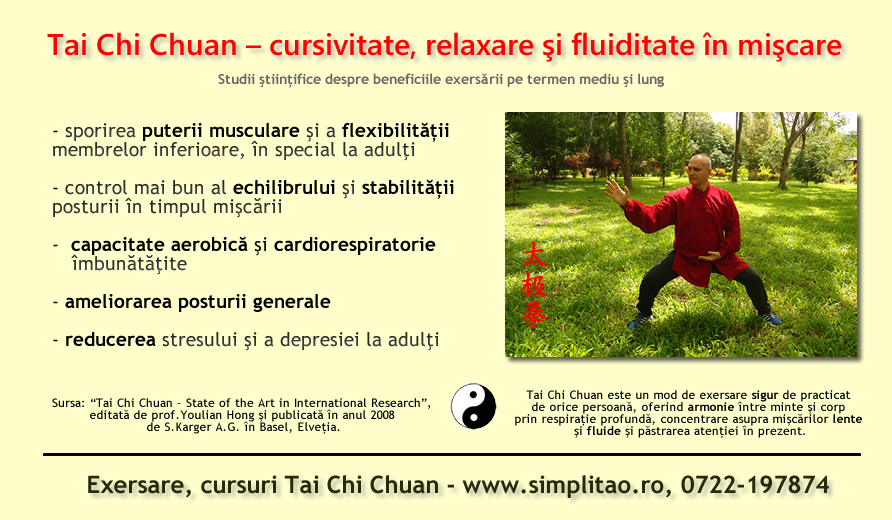 Beneficiile exersării Tai Chi Chuan pe termen mediu şi lung