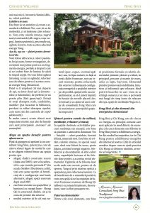 Feng Shui cu Miruna Macavei in revista Spa and Wellness nr.1 2014