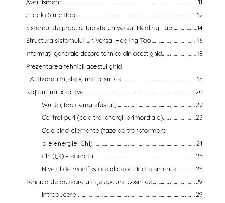 Activarea intelepciunii cosmice – cuprins 1